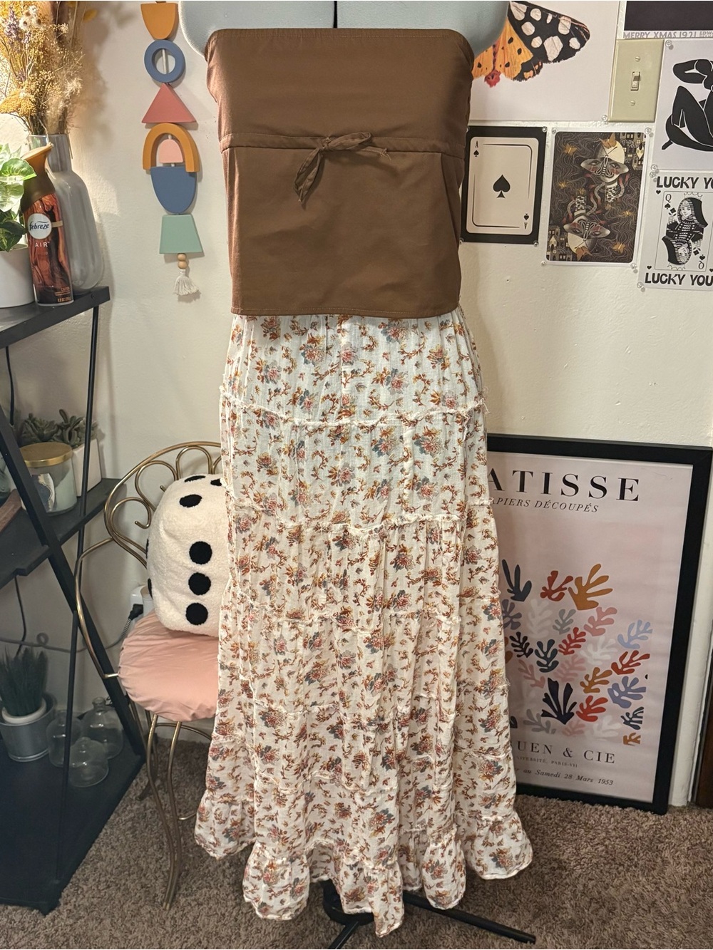 Edikted Earthy Brown Strapless Bow Top — Size M - Picture 6 of 6